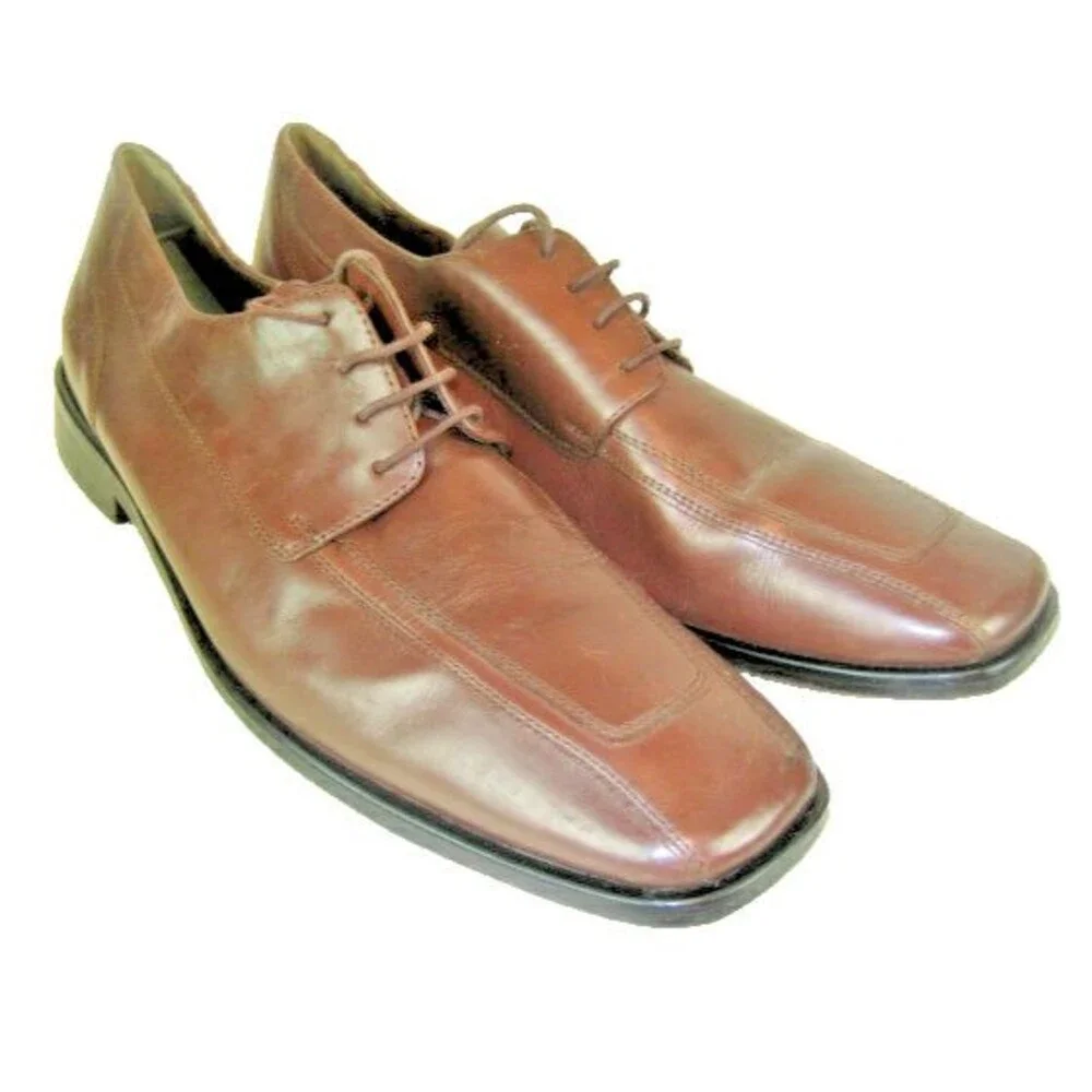 Mens Stacey Adams Brown Leather Square Toe Oxford Dress Shoes sz 12M